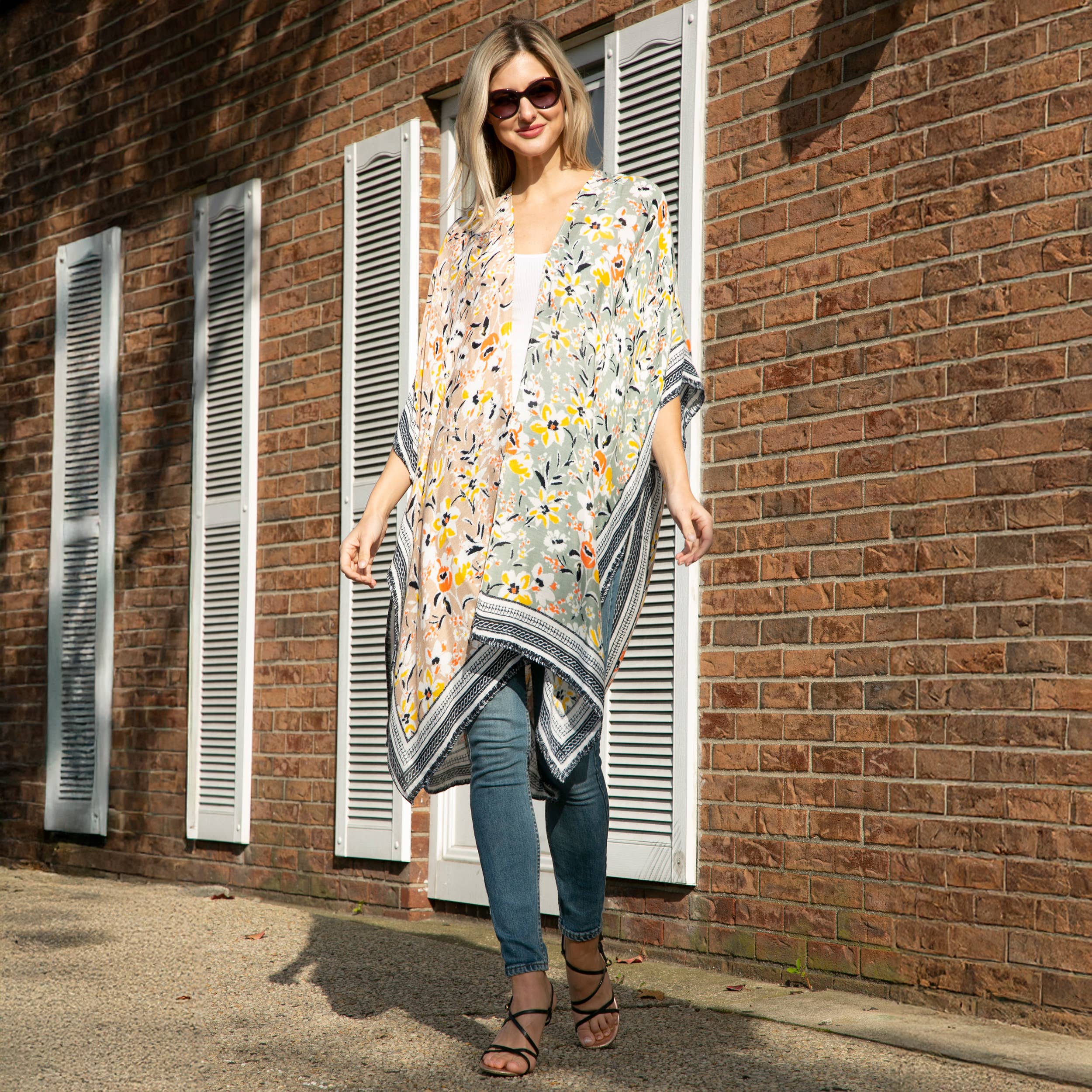 Hana - Vente Kimono – femme - Kimono d'été à imprimé floral multicolore9