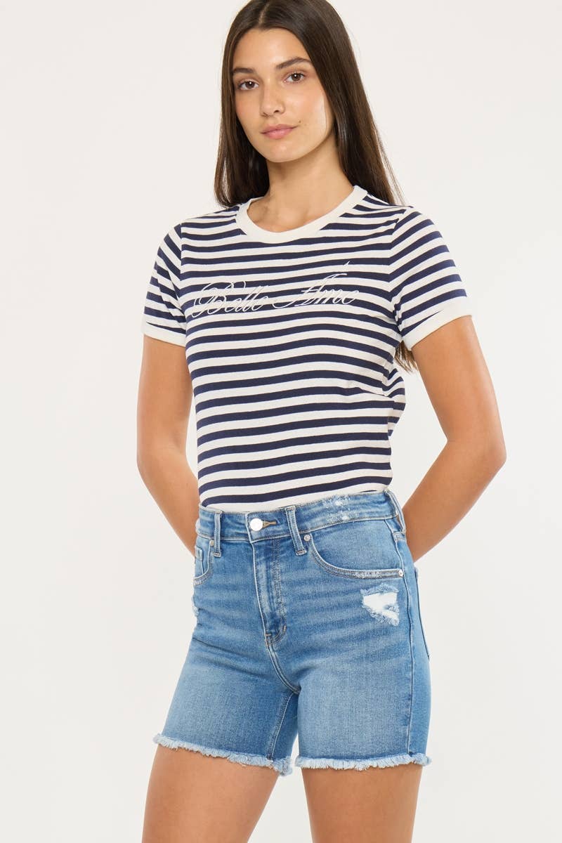 MEDIANO PANTALONES CORTOS DE MEZCLILLA DE TIRO ALTO OPEN PACK-KC9430M de venta al por mayor en Faire1