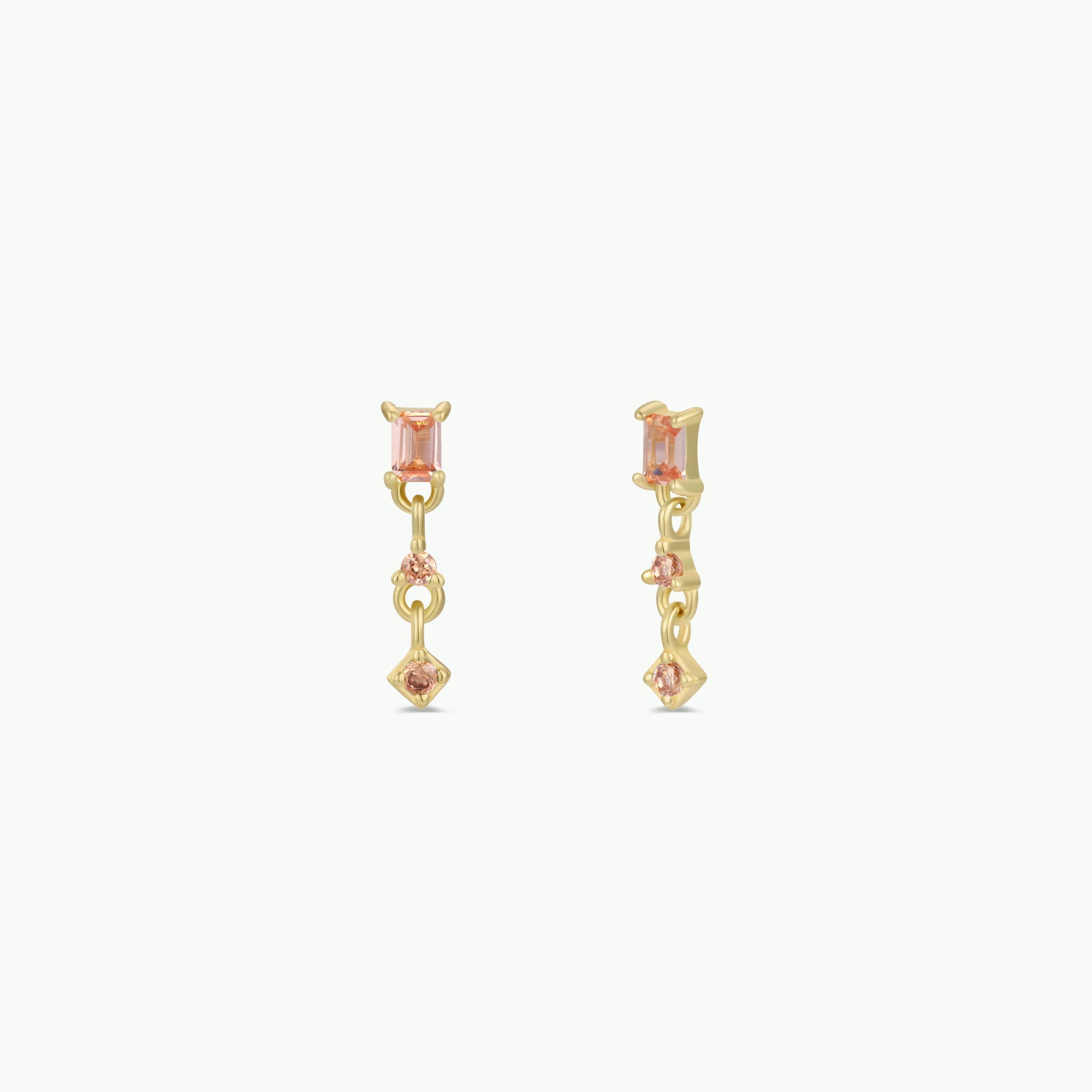 JaxKelly - Wholesale Dangle Earrings - Mini Baguette Drop Earrings - Champagne