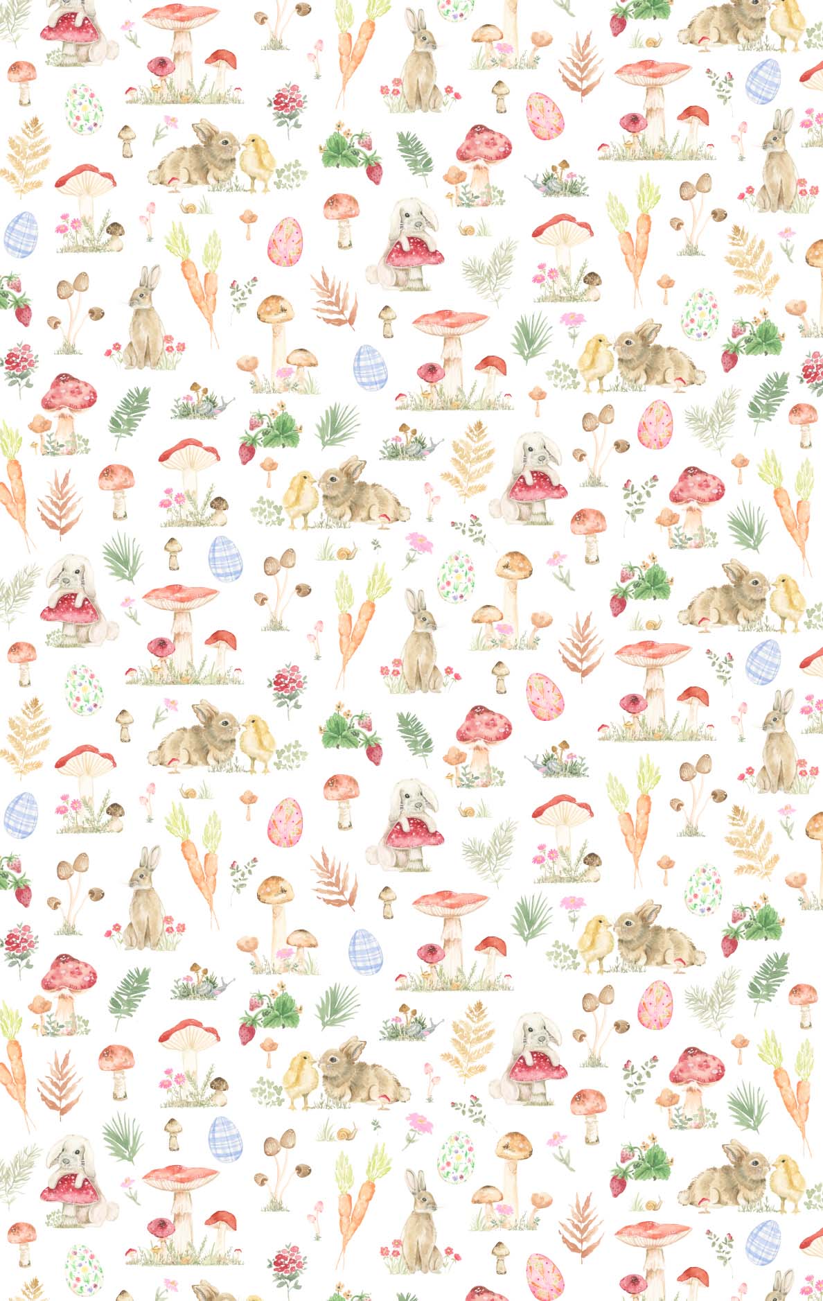 Stephanie Tara Stationery – Engroshandel Engangsbordløber – bordløber -akvarel påske kaniner og svampe print3