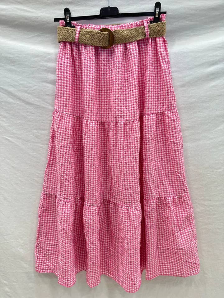 Mimi & Gogo - Wholesale Skirt - Women's - Gingham Cotton Skirt @3409_JuVichyGaze4