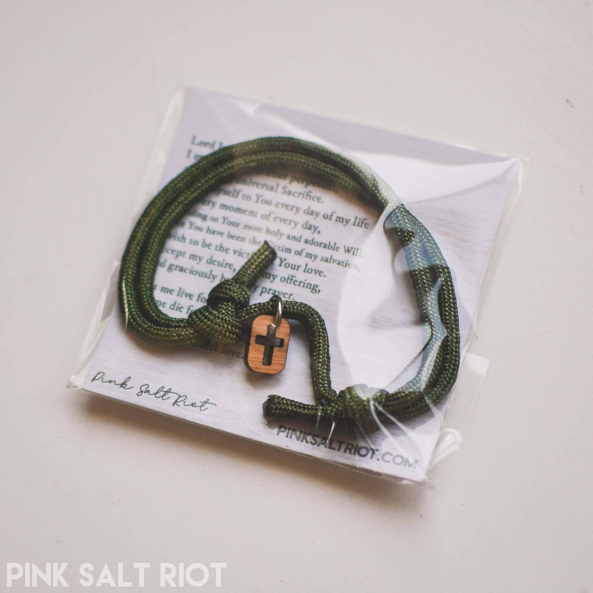 Pink Salt Riot - Wholesale Woven/Braided Bracelet - Olive Paracord Symbols Bracelet1