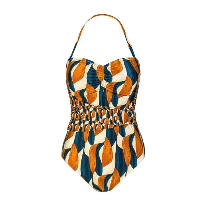 Milan Geband Gathered Bandeau Badpak voor wholesale door Seaspray Swimwear