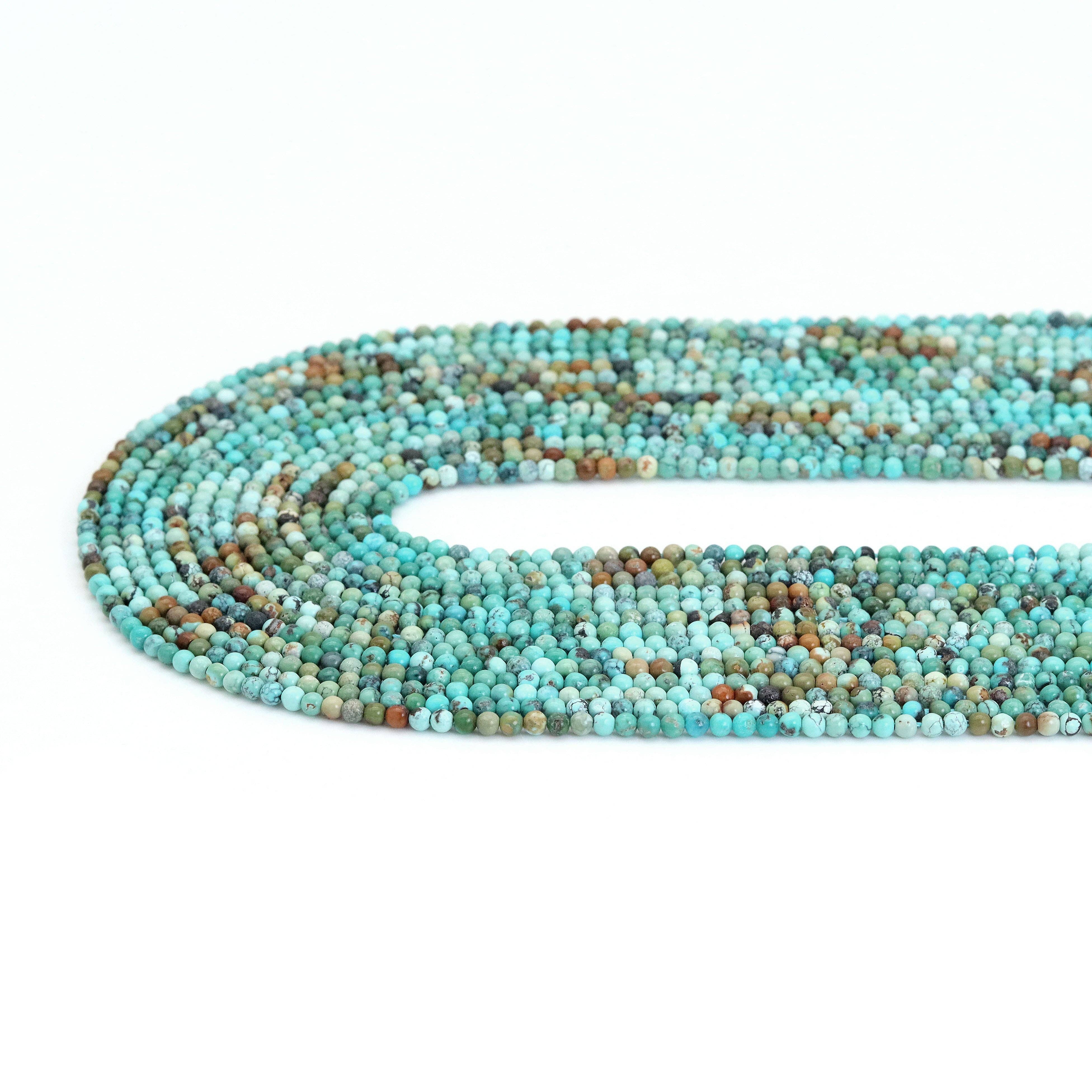 BestBeads&Beyond - Wholesale Beads - 2mm Genuine Turquoise Round Faceted Beads, Sku#U18421