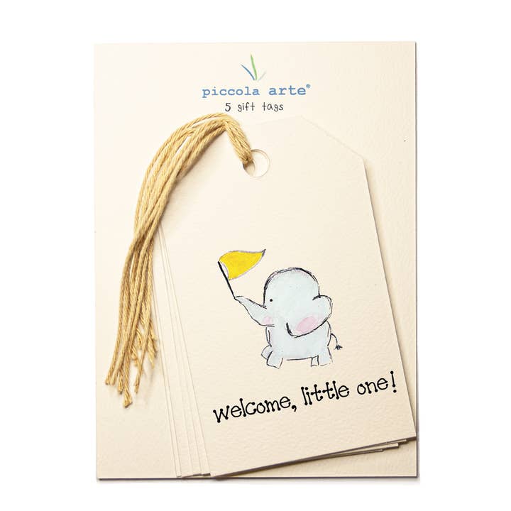 Confezione da 5 etichette regalo: Baby Elephant per la vendita all'ingrosso da parte di Piccola Arte