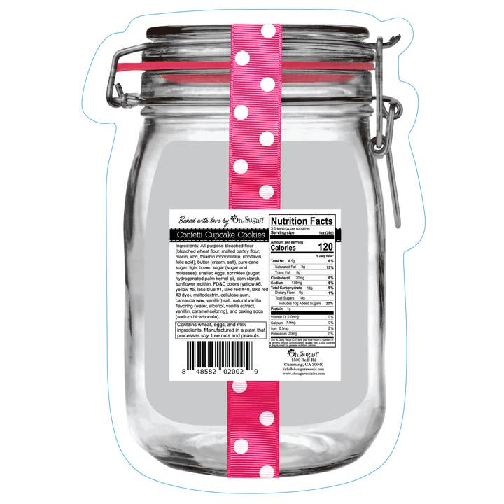 Oh, Sugar! - Wholesale Cookie - Cookie Mason Jar Pouches - Confetti Cupcake - Small