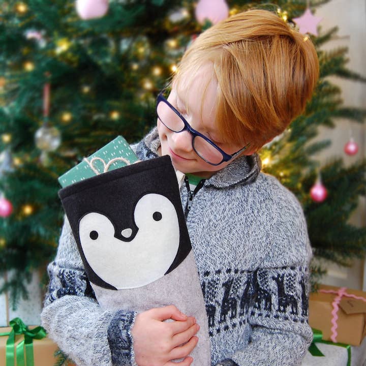 Clara and Macy - Wholesale Holiday Stocking - Kids & Baby - Handmade Felt Penguin Christmas Stocking