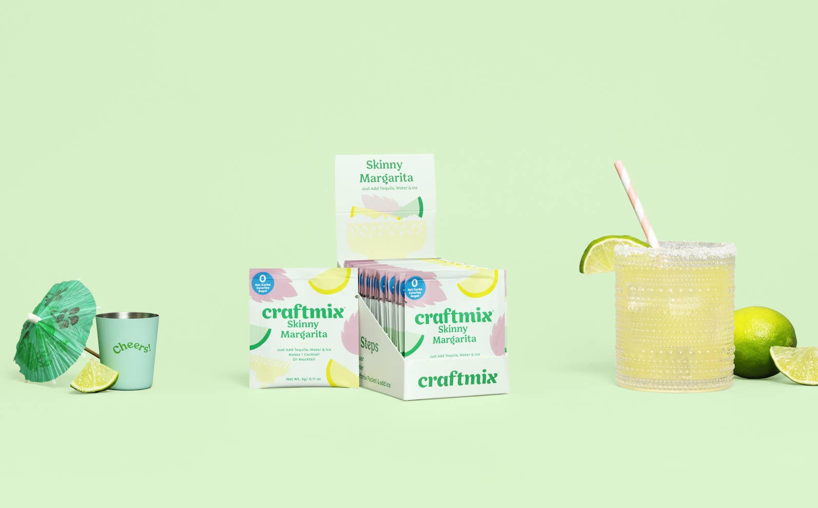 Craftmix - Wholesale Cocktail mix/syrup - Skinny Margarita Cocktail / Mocktail Mixer - 24ct Caddy