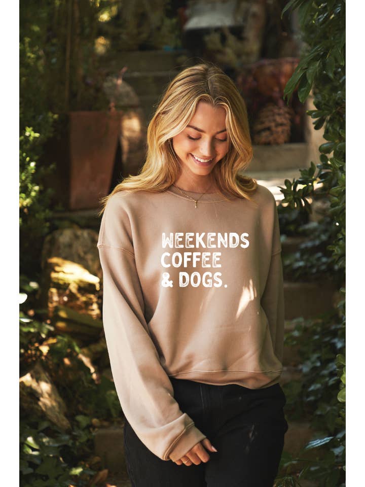 OAT COLLECTIVE - Wholesale Graphic Sweatshirt - Women's - WEEKENDS COFFEE AND DOGS Mid Graphic Sweatshirt12