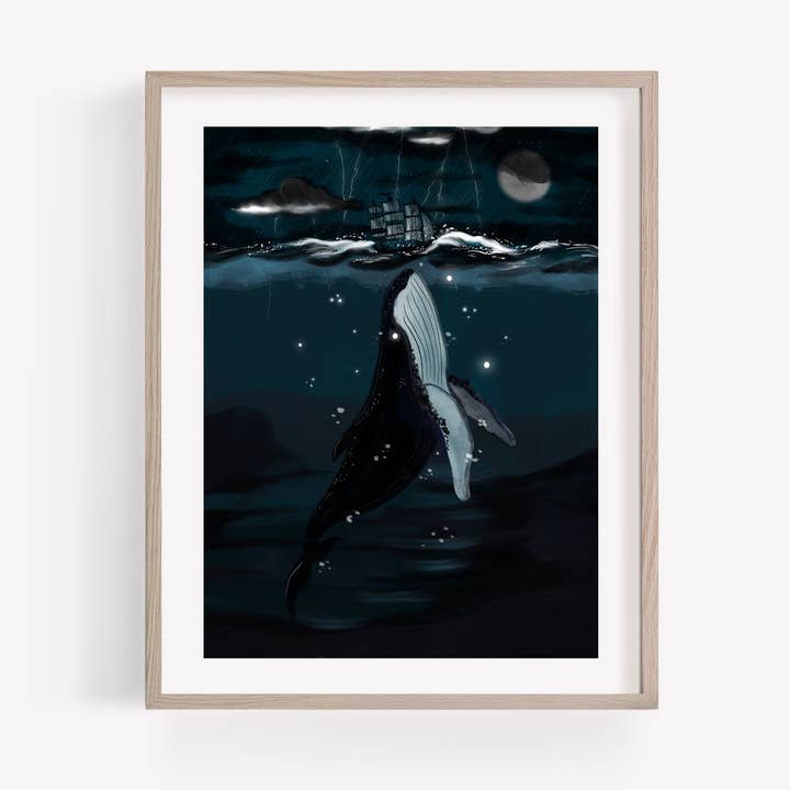 Tirages d'art Jonas et la Baleine, tirages d'art liés à la Bible pour la vente par A M A N D A H O L D E N D E S I G N S