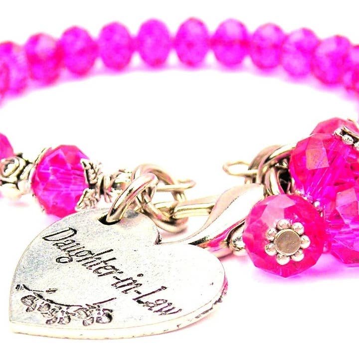 Daughter-in-law Heart Splash of Color Crystal Bracelet for wholesale by Chubby Chico Charms