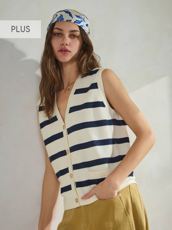 Chaleco de punto a rayas de la colección Plus Sailor para venta al por mayor de Oddi