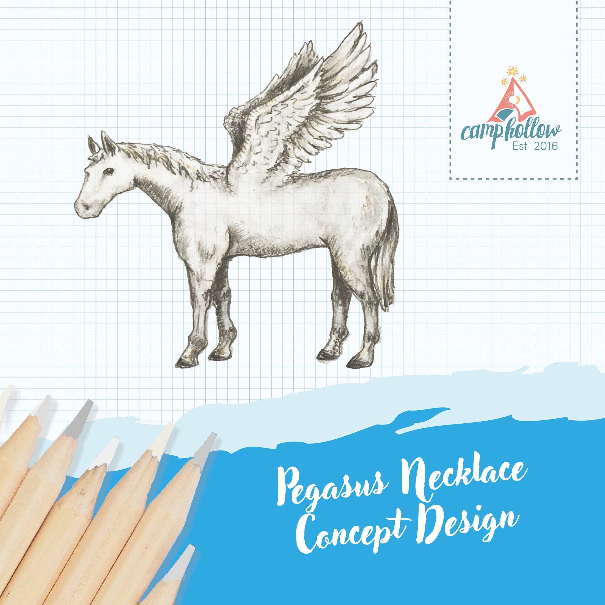 Camp Hollow Porcelain Animal Treasures - Vendita all'ingrosso Collana con ciondolo/pendaglio - Collana Pegasus1