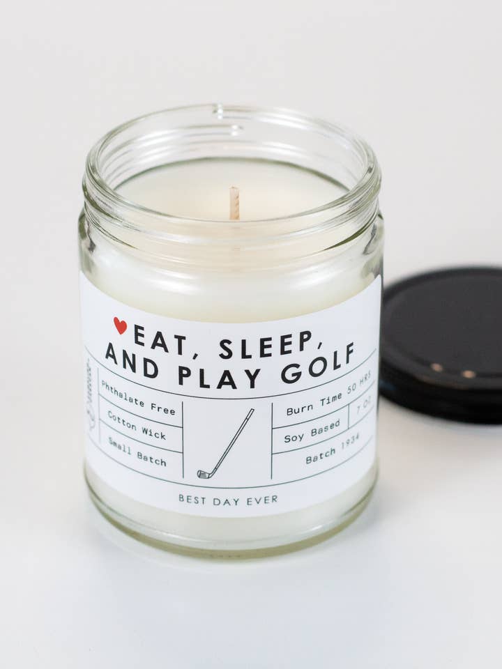 Eat, Sleep, and Play Golf Candle for wholesale by Rambling Caravan