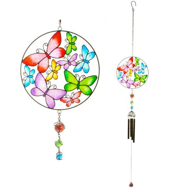 Circle Butterfly Windchime for wholesale by Something Different Wholesale
