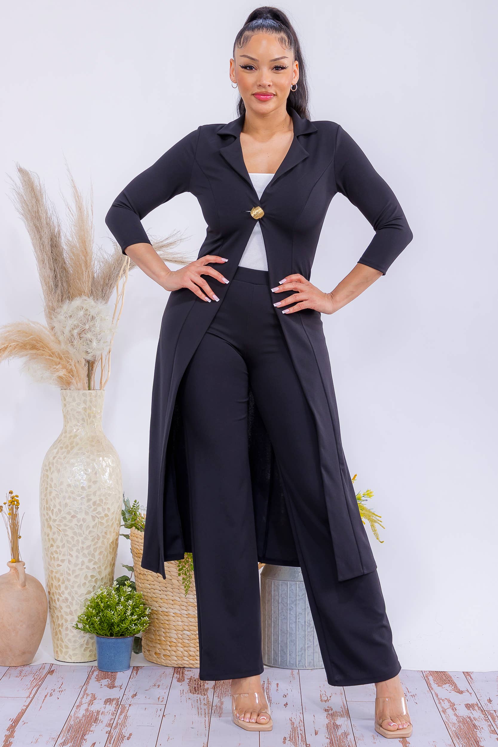 H&H Fashion Inc. – wholesale Top & pants set (NOT Loungewear) – Women's – HH785X-S Plus Size Elegant Blazer & Wide-Leg Pants Set6