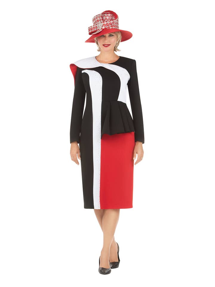 BLACK RED WHITE 1pc Scuba ColorBlock Novelty Dress for wholesale on Faire