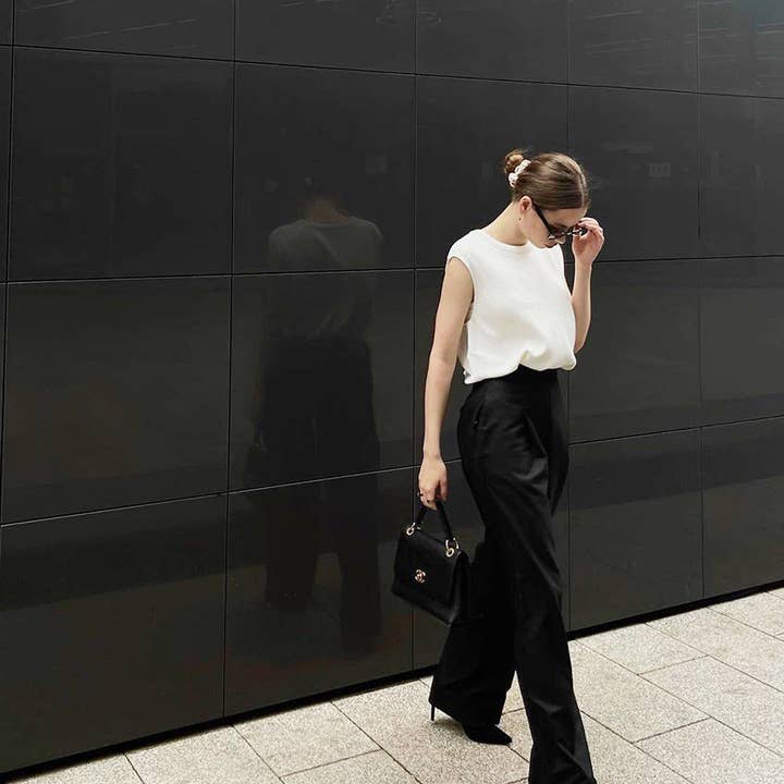 Marayn - Wholesale Pants - Women's - Black WideLeg Trousers High Waist Flowy Modern Fit6