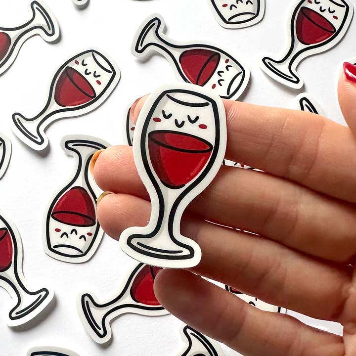 Red Wine Glass Mini Sticker for wholesale by Shop Emily M