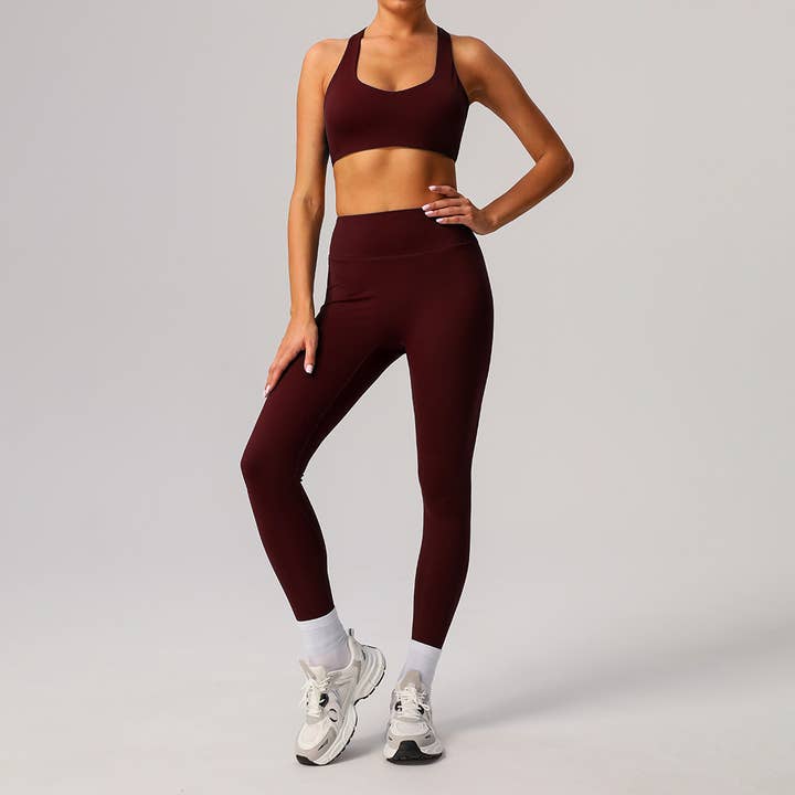 Sodalemon - Wholesale Activewear Set - Women's - U-Shaped Sports Bra High Stretch Sports Leggings 2-Piece Set10