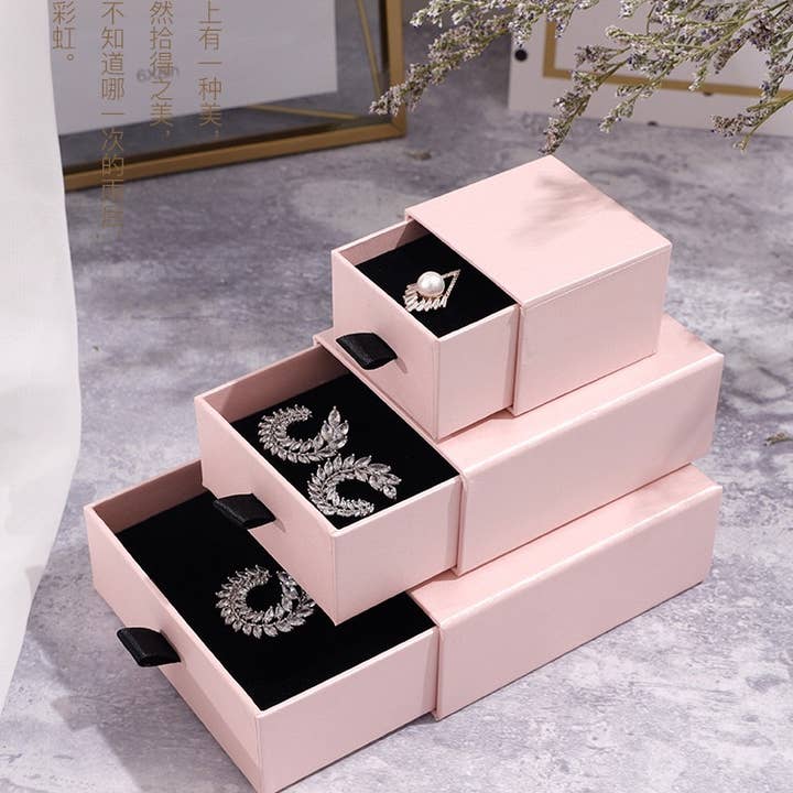 Zakka - Wholesale Jewelry Box/Organizer - High Quality Jewelry Drawer Box Ribbon Pull Blush Pink