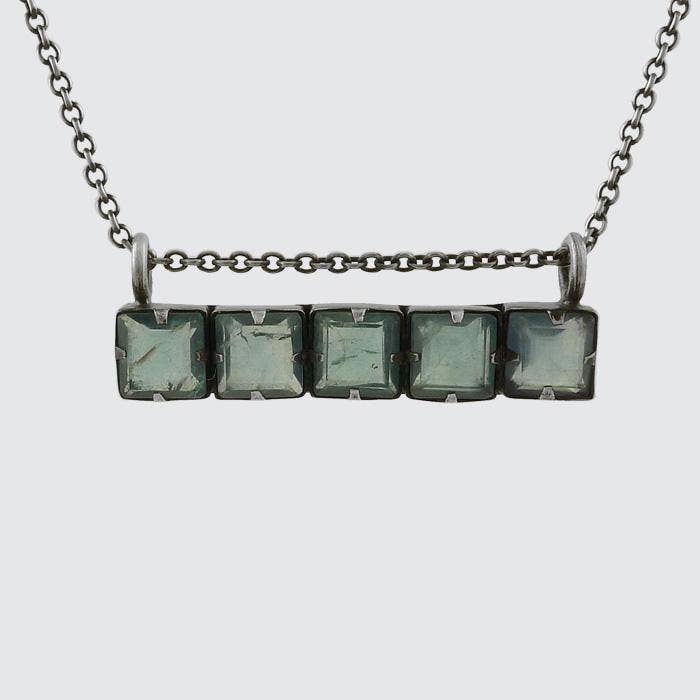 Jane Diaz NY - Wholesale Pendant/Charm Necklace - Faceted Stone Bar Necklace0