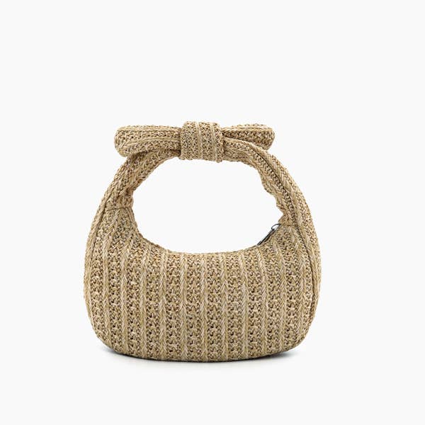 Tan Aimee Mini Straw Top Handle Bag for wholesale on Faire
