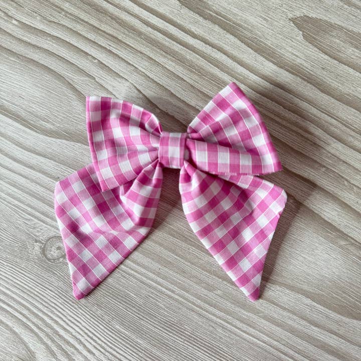 Emily's Weaving - Wholesale Hair Bow - Kids - Small Pink Gingham Bow2