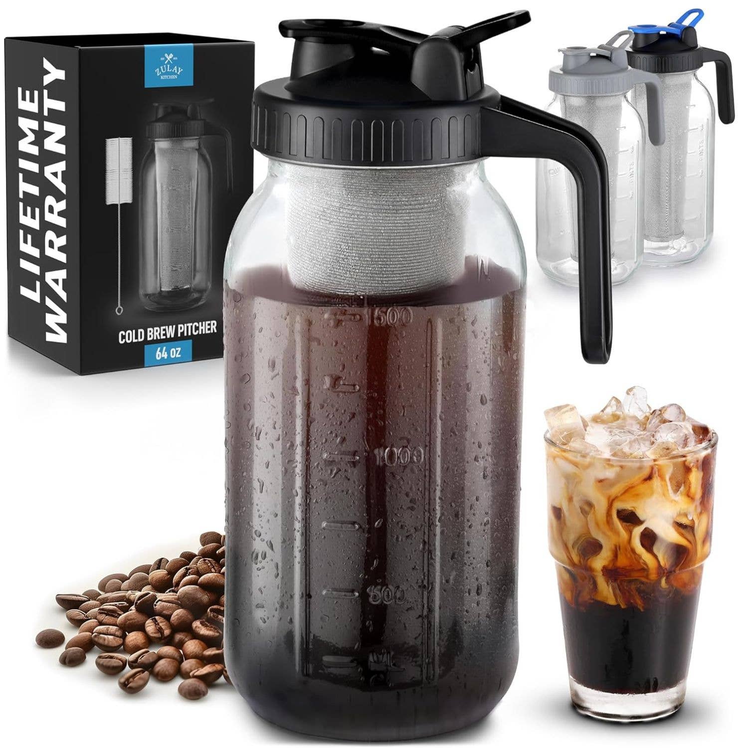 Zulay Kitchen – wholesale Coffee machine – Premium Cold Brew Coffee Maker - 64oz Mason Jar Pitcher17