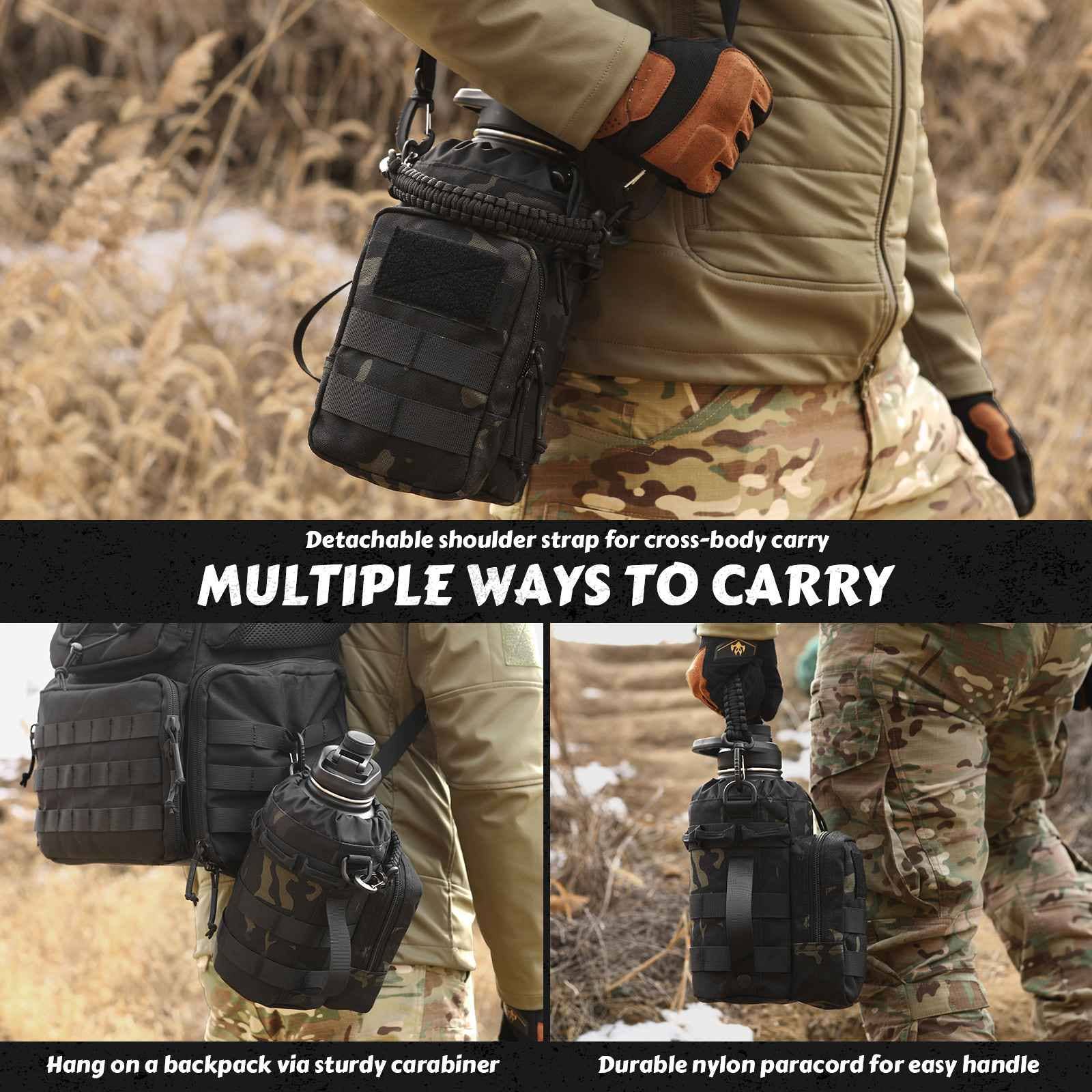 Antarctica Outdoors - Wholesale Water Bottle - Votagoo 64Oz Half Gallon Stainless Steel Insulated Tactical Water Bottle with Metal Military Water Bottle Tactical Carrier Bag32