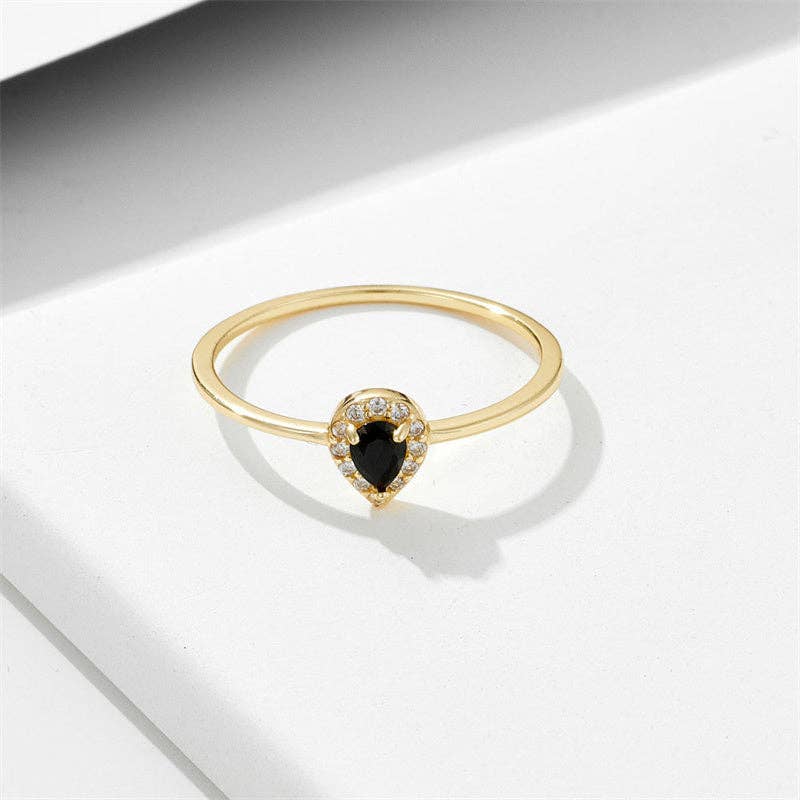Perimade & Co. LLC - Wholesale Band/Stacked Ring - Dainty Gold Teardrop Stacking Ring in 925 Sterling Silver0