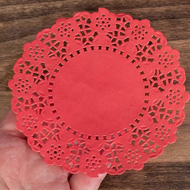 Factory Direct Craft – wholesale Cake/cupcake topper – 4-1/2 Red Paper Doilies (Pack of 50)