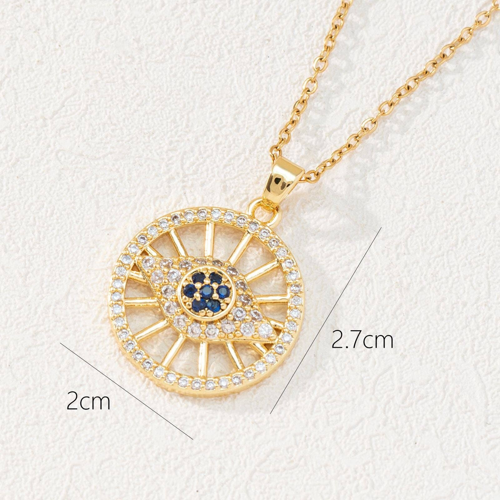 Mio Queena - Venta al por mayor Collares con colgantes/abalorios - Collar chapado en oro con colgante de ojos malvados con diamantes de imitación de varios estilos13