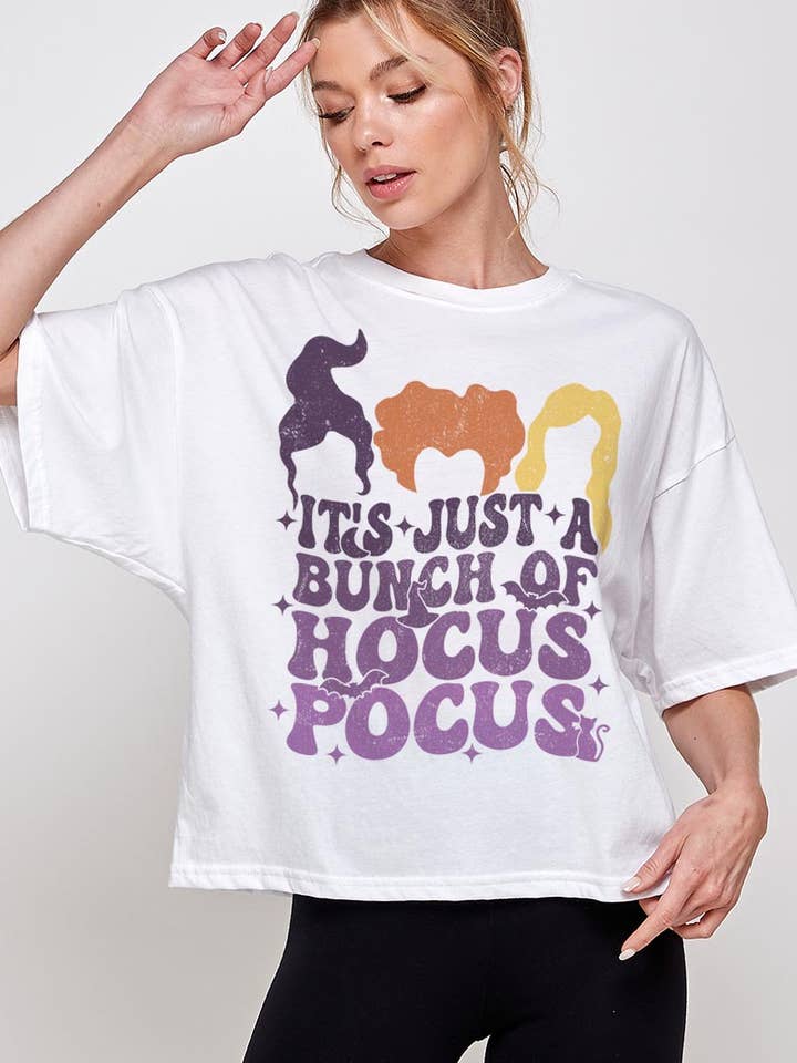 IT'S JUST A BUNCH OF HOCUS POCUS RELAXED CROP TOP for wholesale by COLORBEAR