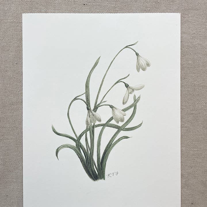 Kara Valentino Ffield Art - Wholesale Art Print - Snowdrops | Watercolor Art Print 7