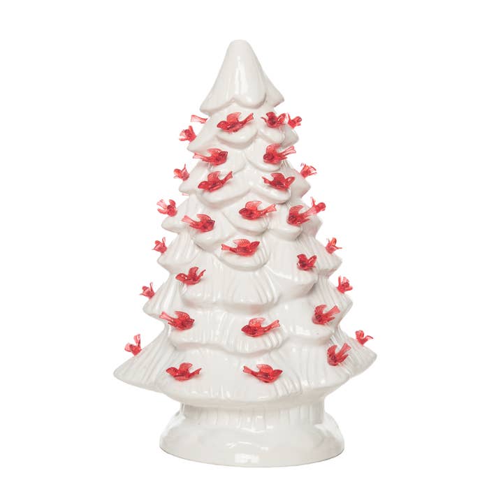 Transpac - Wholesale Christmas Decoration - Ceramic 11.8" Christmas Cardinal Tree