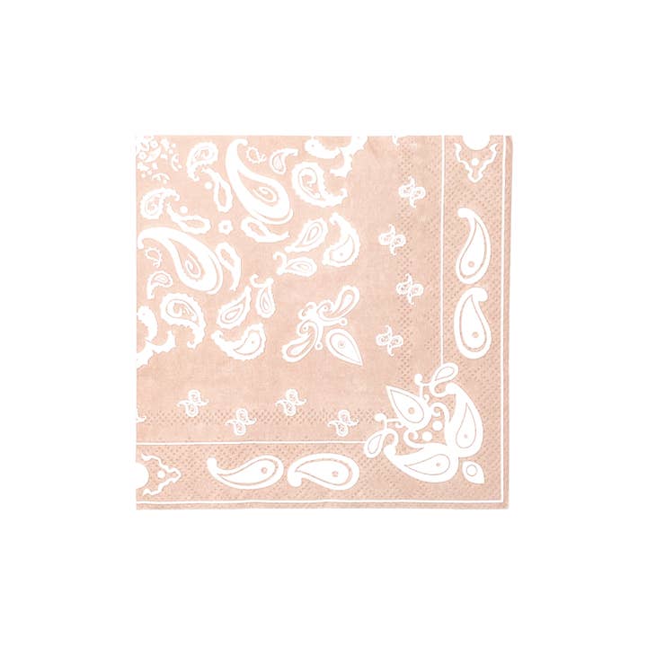 Party West - Wholesale Disposable Napkin - Dusty Champagne Bandana Cocktail Napkins (Set of 20)