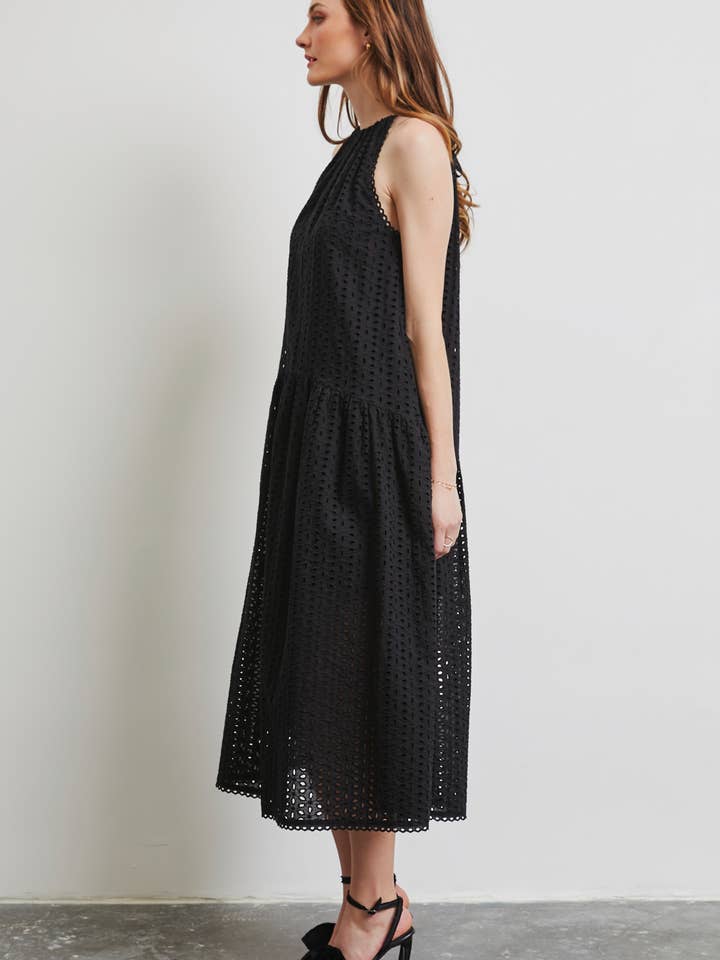 Heyson - Wholesale Dress - Women's - LD1041 SLEEVELESS DROP WAIST EYELET DRESS