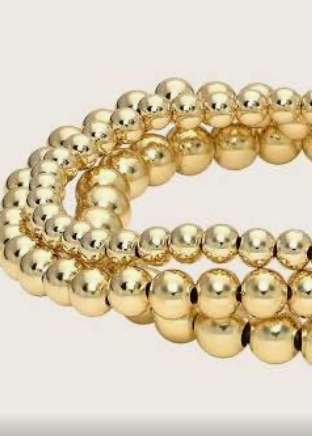 HoopLa - Wholesale Beaded Bracelet - Beads-Stacking Stretch Bracelets Steel Gold 14K  Waterproof10