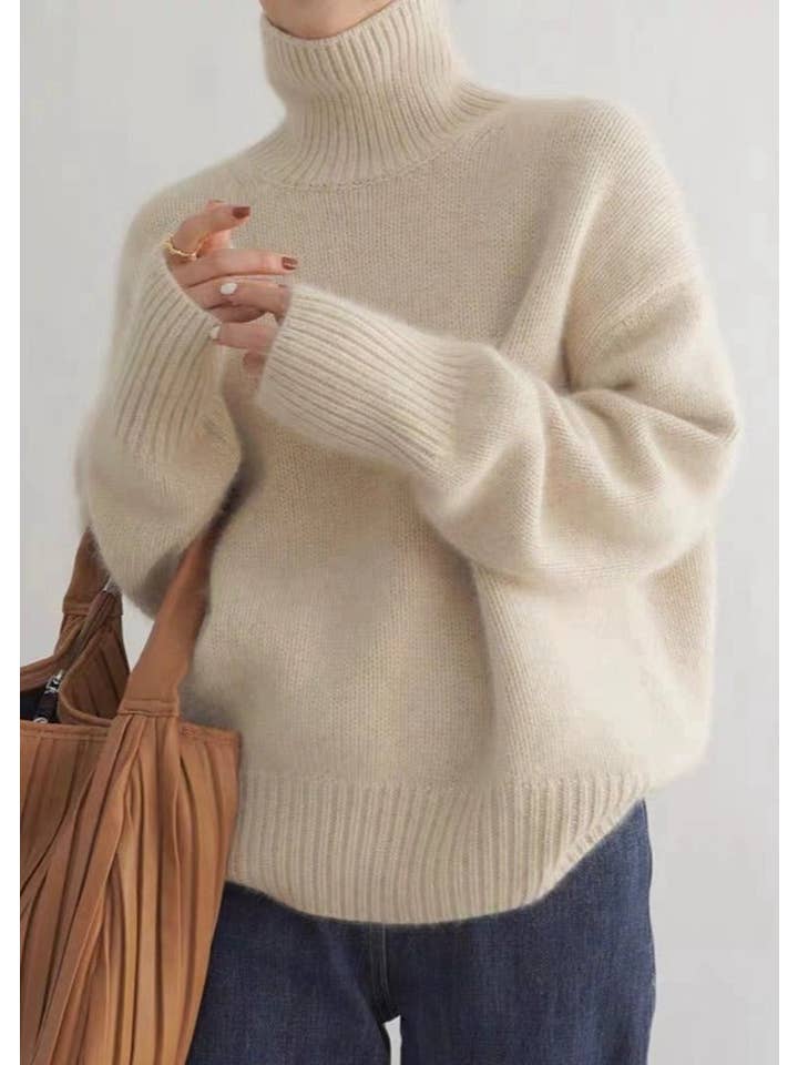 Lark & Lily Boutique - Wholesale Knit Sweater - Women's - Cozy Grey Turtleneck Sweater - Chic Comfort