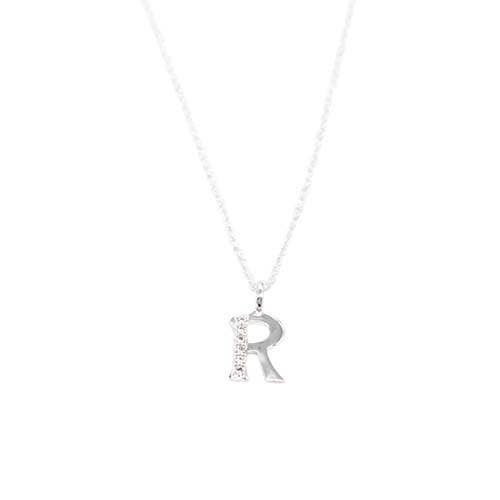 ST CZ SILVER LETTER 'R' NL for wholesale by Fabienne