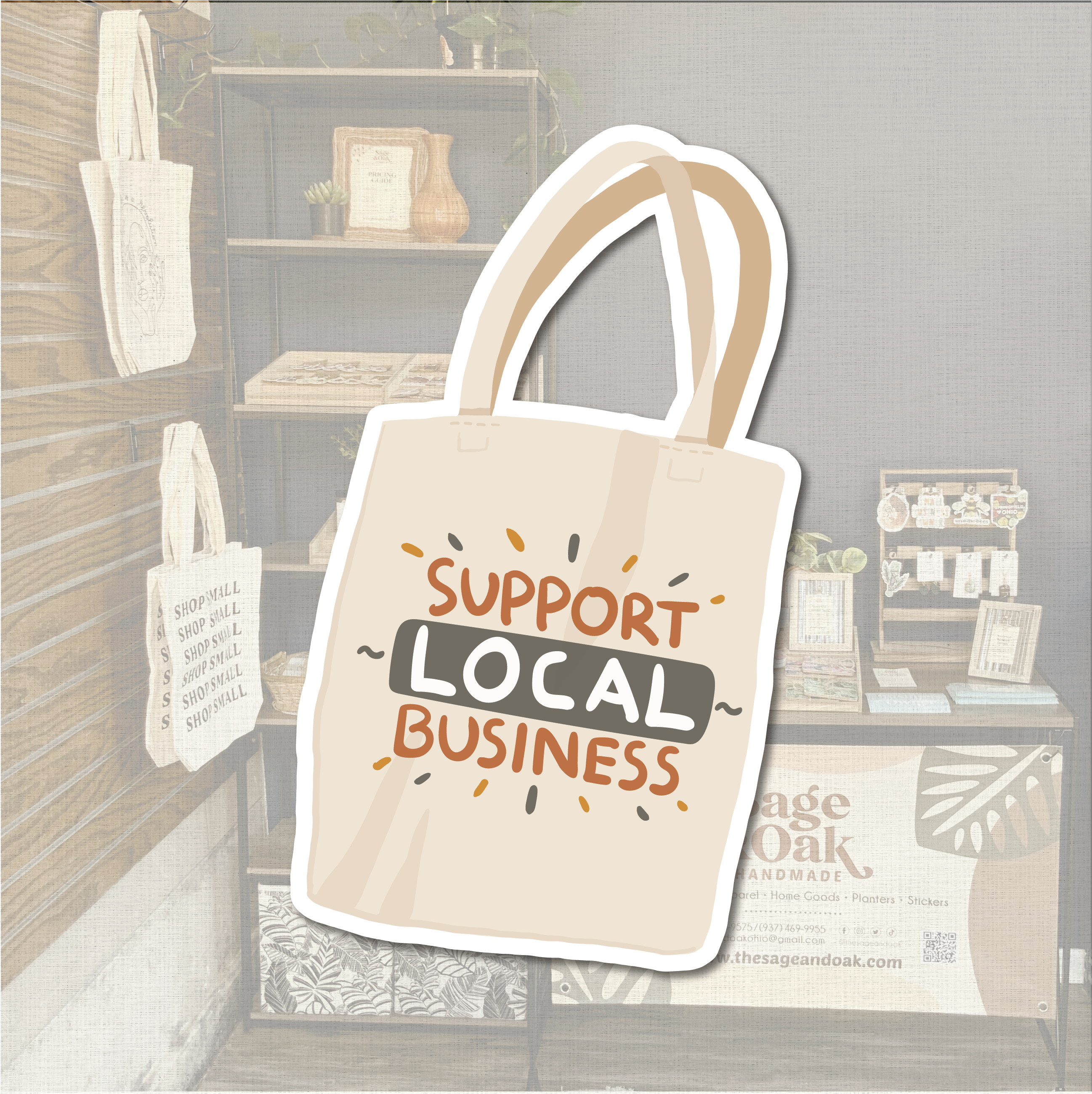 Sage & Oak - Wholesale Sticker - Support Local Business 3" Waterproof Sticker2