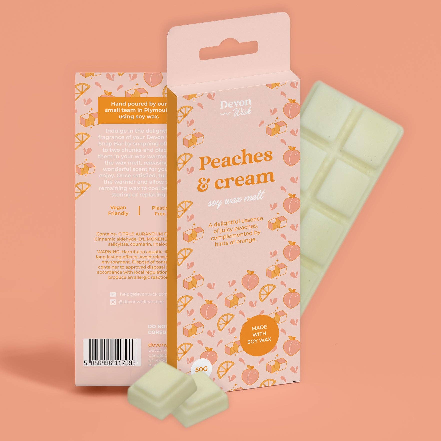 Devon Wick – wholesale Wax melt – Peaches & Cream Snap Bar Wax Melts7