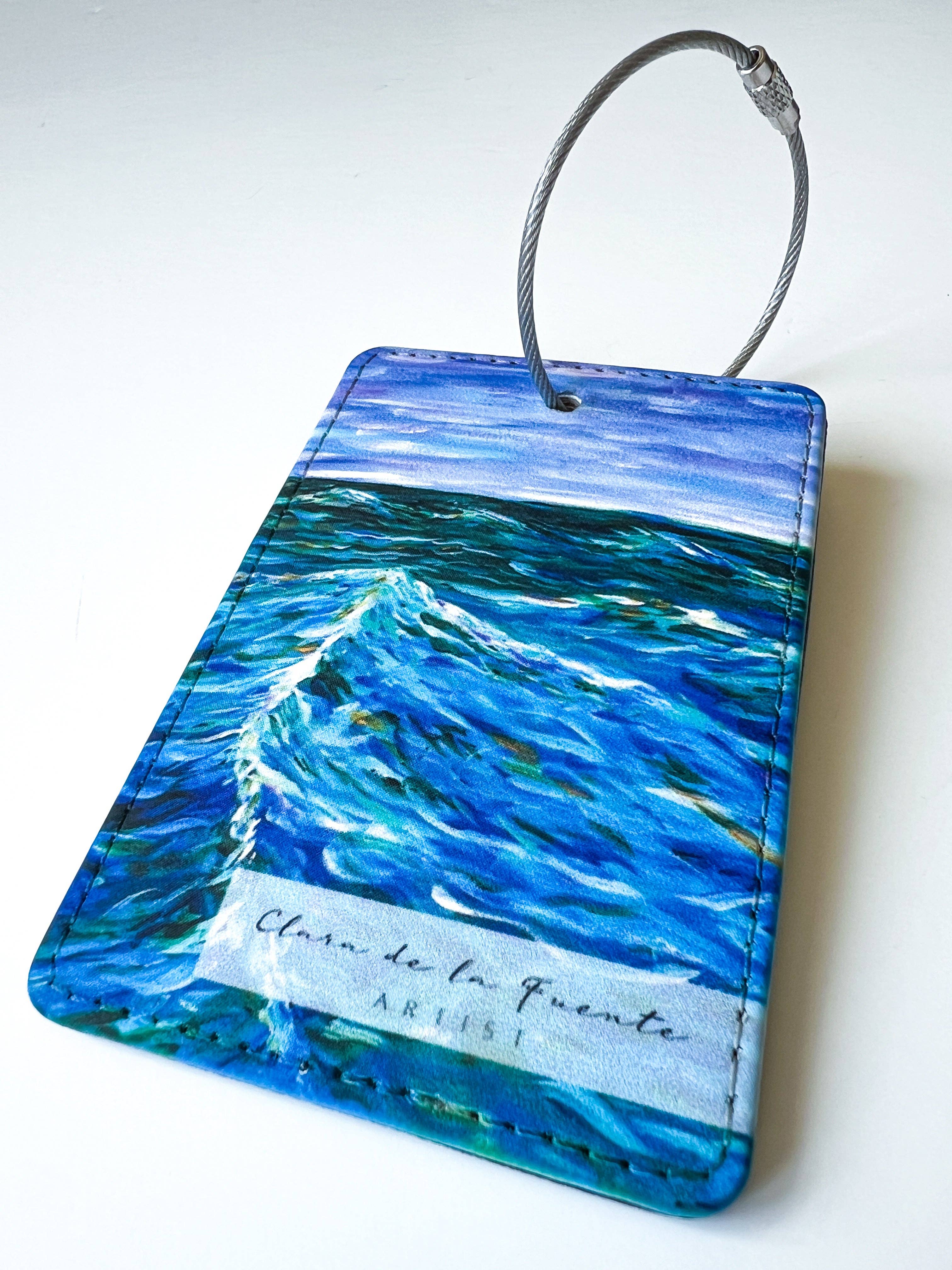 Clara de la Fuente Artist - Wholesale Luggage Tag - Colorful Sea Water Waves Luggage Tag. Lake Michigan.Premium