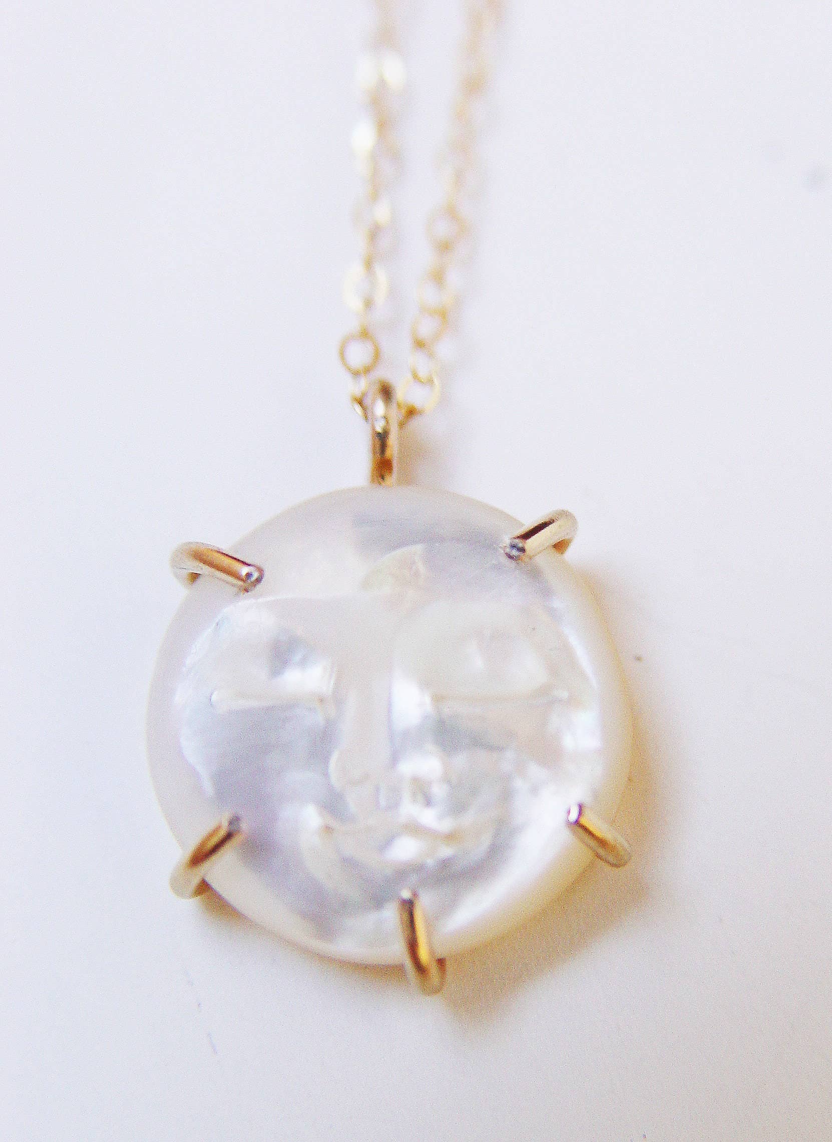 Friedasophie - Wholesale Pendant/Charm Necklace - Pearl Moon Face Gold Necklace. MAN In The MOON1