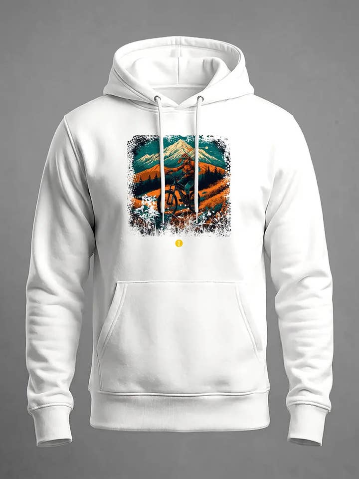 Sweat à capuche VTT avec paysage pour la vente par Quartelier