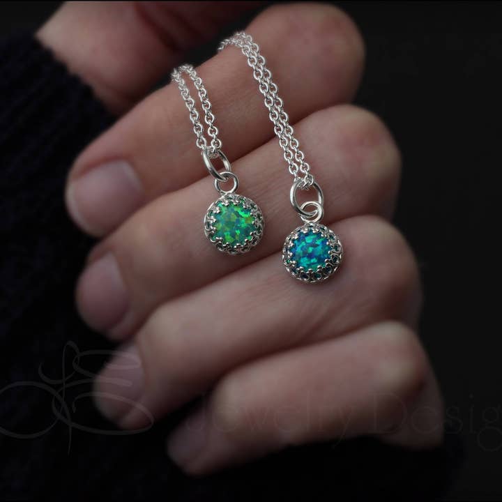Silver Opal Necklace (choose color) for wholesale by LE Jewelry Designs