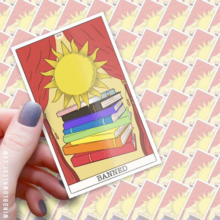 Banned Books - Tarot Bookish Series - 3" Vinyl Sticker for wholesale by Windblown Leaf Designs