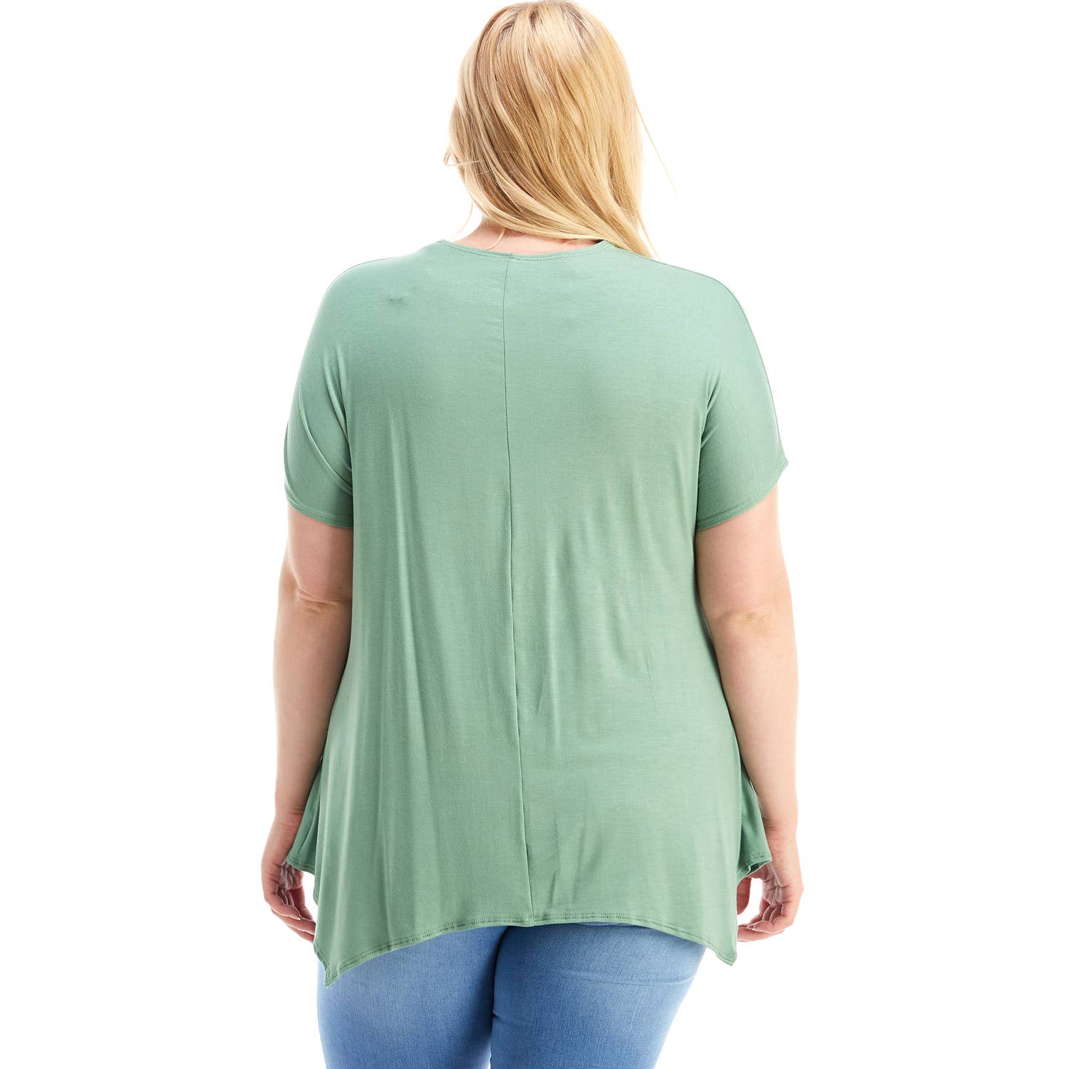 Azules Clothing - Wholesale Tunic - Women's - ATP-2307RSX Plus Size Asymmetric Short Sleeve Tunic6