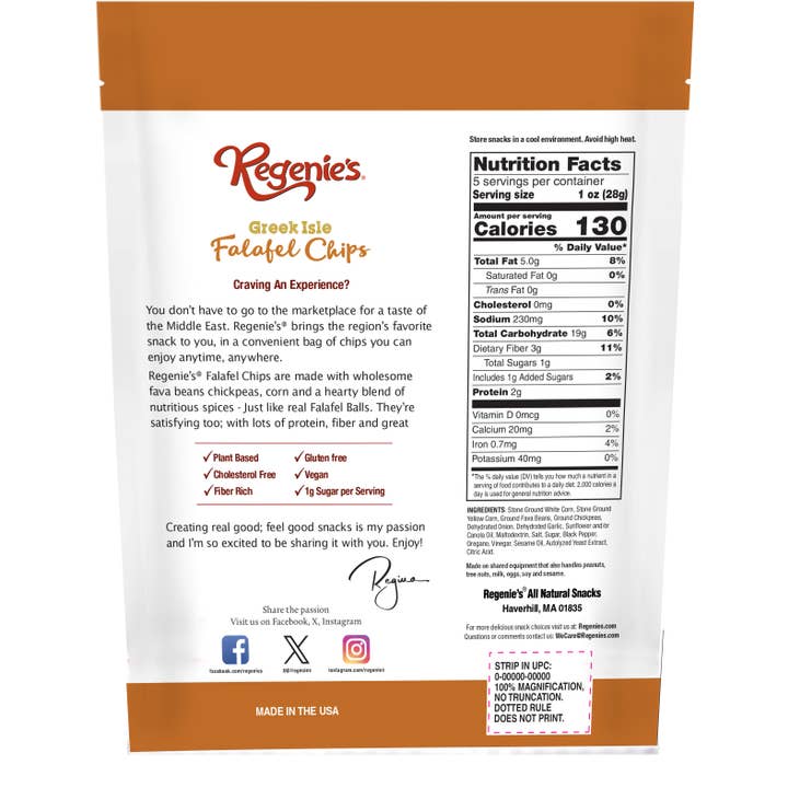Regenie's All Natural Snacks - Wholesale Chips - Greek Isle Falafel Chips2